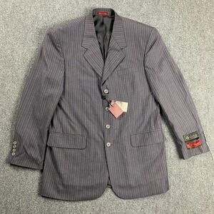 Vitaliano‎ Blazer Men's 40R Gray Striped Super 150s Polyester Blend NWT